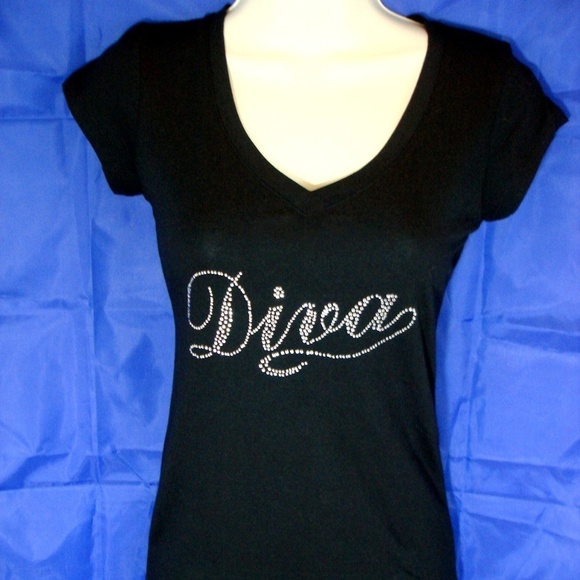 Tops - New w/ Tags Rhinestone Diva Black Fitted T-Shirt